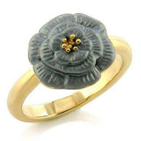 LO507 - Gold White Metal Ring with Top Grade Crystal in Light Smoked - Alamode - Flyclothing LLC