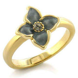 LO518 - Gold White Metal Ring with Top Grade Crystal in Black Diamond - Alamode - Flyclothing LLC
