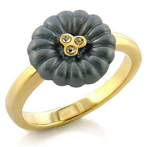 LO519 - Gold White Metal Ring with Top Grade Crystal in Blue Topaz - Alamode - Flyclothing LLC