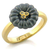 LO519 - Gold White Metal Ring with Top Grade Crystal in Blue Topaz - Alamode - Flyclothing LLC