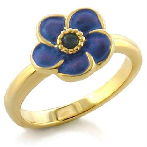 LO545 - Gold White Metal Ring with Top Grade Crystal in Montana - Alamode - Flyclothing LLC