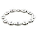 LO581 - Matte Rhodium & Rhodium Brass Bracelet with AAA Grade CZ in Clear - Alamode - Flyclothing LLC