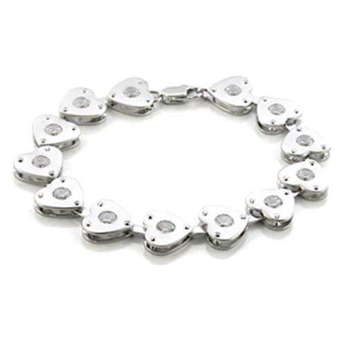 LO586 - Matte Rhodium & Rhodium Brass Bracelet with AAA Grade CZ in Clear - Alamode - Flyclothing LLC