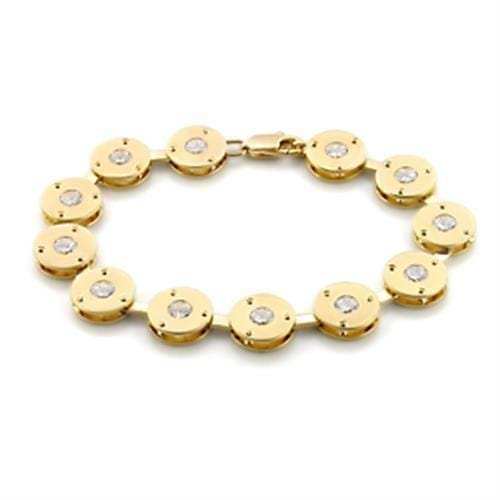 LO591 - Matte Gold & Gold Brass Bracelet with AAA Grade CZ in Clear - Alamode - Flyclothing LLC
