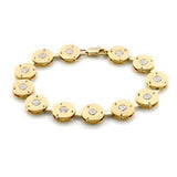 LO591 - Matte Gold & Gold Brass Bracelet with AAA Grade CZ in Clear - Alamode - Flyclothing LLC
