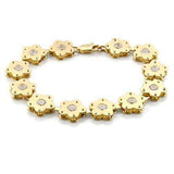 LO596 - Matte Gold & Gold Brass Bracelet with AAA Grade CZ in Clear - Alamode - Flyclothing LLC