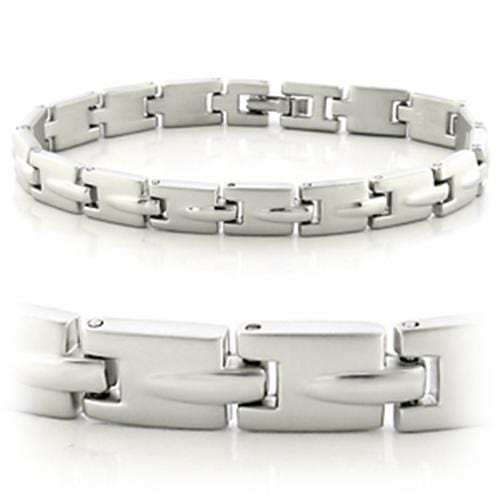 LO606 - Matte Rhodium & Rhodium White Metal Bracelet with No Stone - Alamode - Flyclothing LLC