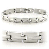 LO606 - Matte Rhodium & Rhodium White Metal Bracelet with No Stone - Alamode - Flyclothing LLC