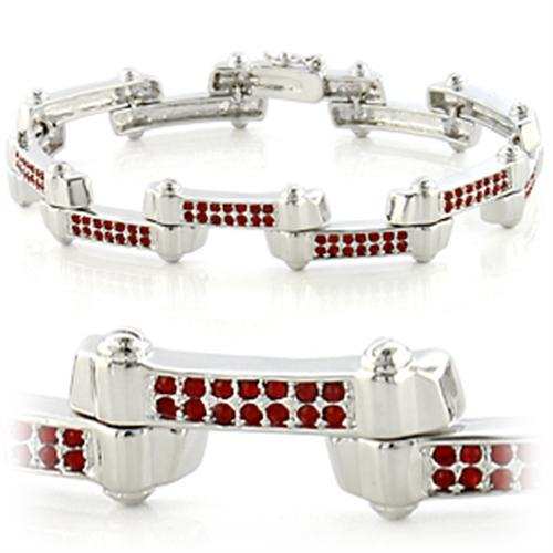 LO610 - Imitation Rhodium Brass Bracelet with Top Grade Crystal in Siam - Alamode - Flyclothing LLC