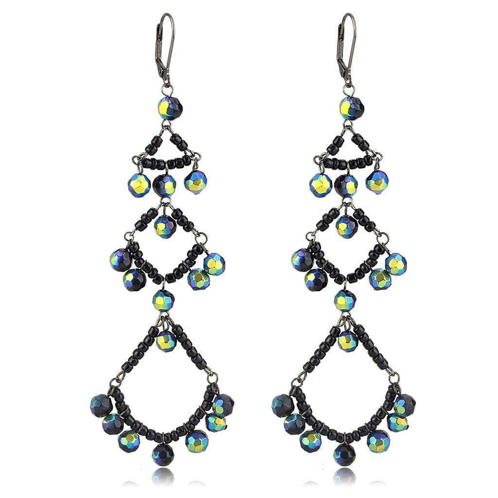 LO628 - Antique Silver Brass Earrings with Top Grade Crystal in Multi Color - Alamode - Flyclothing LLC