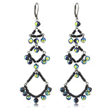 LO628 - Antique Silver Brass Earrings with Top Grade Crystal in Multi Color - Alamode - Flyclothing LLC