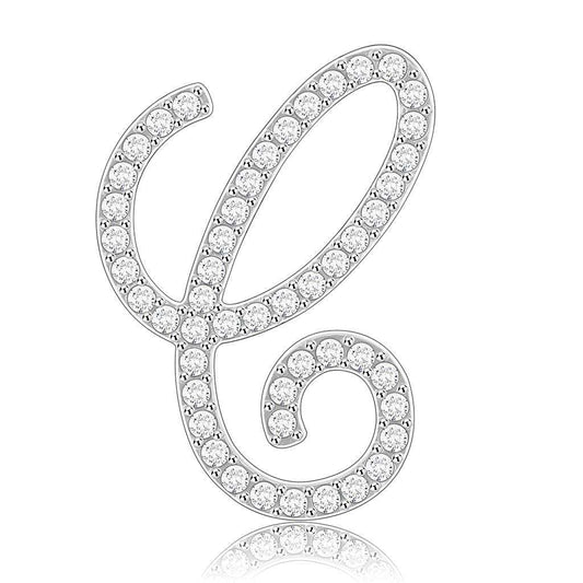 LO685 - Rhodium Brass Brooches with Top Grade Crystal in Clear - Alamode - Flyclothing LLC