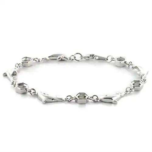 LO731 - Imitation Rhodium Brass Bracelet with No Stone - Alamode - Flyclothing LLC