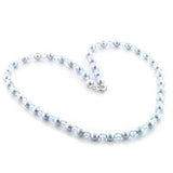 LO733 - Stone Necklace with Synthetic Pearl in Light Sapphire - Alamode - Flyclothing LLC