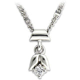 LO735 - Rhodium Brass Chain Pendant with AAA Grade CZ in Clear - Alamode - Flyclothing LLC