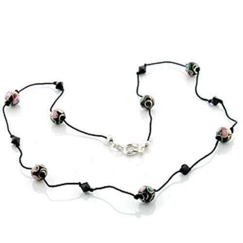 LO737 - Brass Necklace with Epoxy in Multi Color - Alamode - Flyclothing LLC