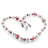 LO746 - Brass Necklace with Synthetic Pearl in Multi Color - Alamode - Flyclothing LLC