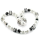 LO747 - Brass Necklace with Synthetic Pearl in Multi Color - Alamode - Flyclothing LLC