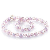 LO767 - Stone Anklet with Synthetic Pearl in Light Amethyst - Alamode - Flyclothing LLC