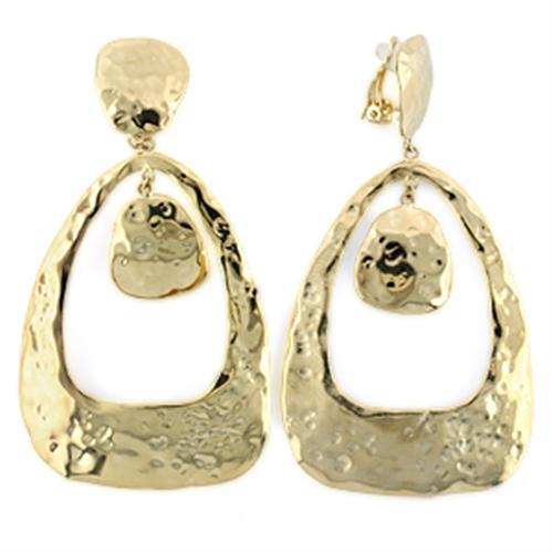 LO808 - Gold Brass Earrings with No Stone - Alamode - Flyclothing LLC
