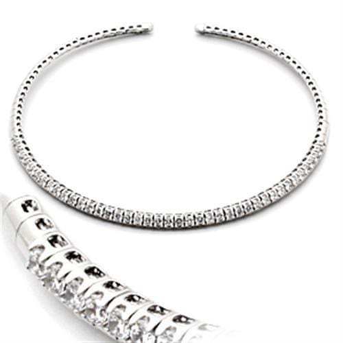 LO829 - Rhodium Brass Necklace with AAA Grade CZ in Clear - Alamode - Flyclothing LLC