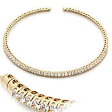 LO830 - Gold Brass Necklace with AAA Grade CZ in Clear - Alamode - Flyclothing LLC