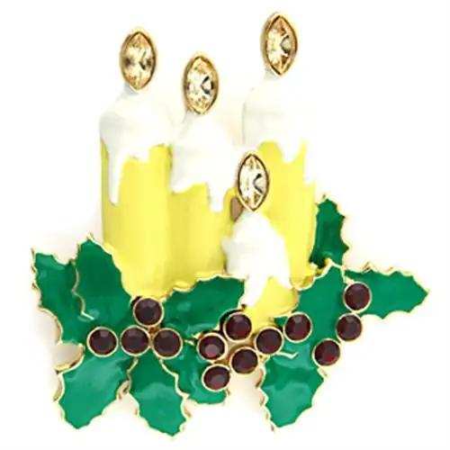 LO844 - Gold White Metal Brooches with Top Grade Crystal in Citrine Yellow - Alamode - Flyclothing LLC