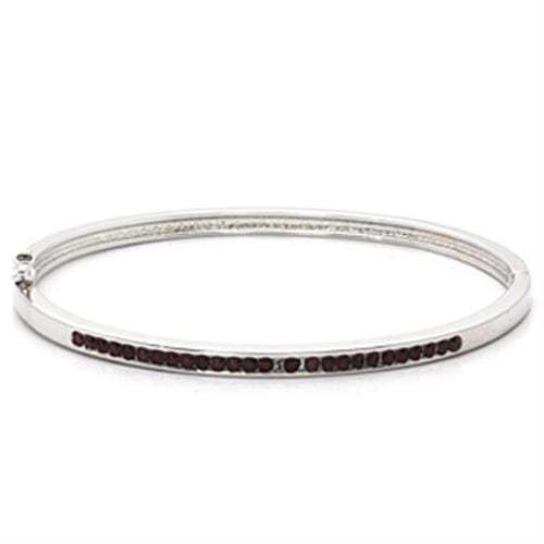 LO851 - Imitation Rhodium Brass Bangle with Top Grade Crystal in Amethyst - Alamode - Flyclothing LLC