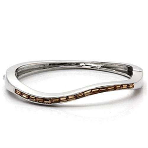 LO858 - Imitation Rhodium Brass Bangle with Top Grade Crystal in Citrine Yellow - Alamode - Flyclothing LLC