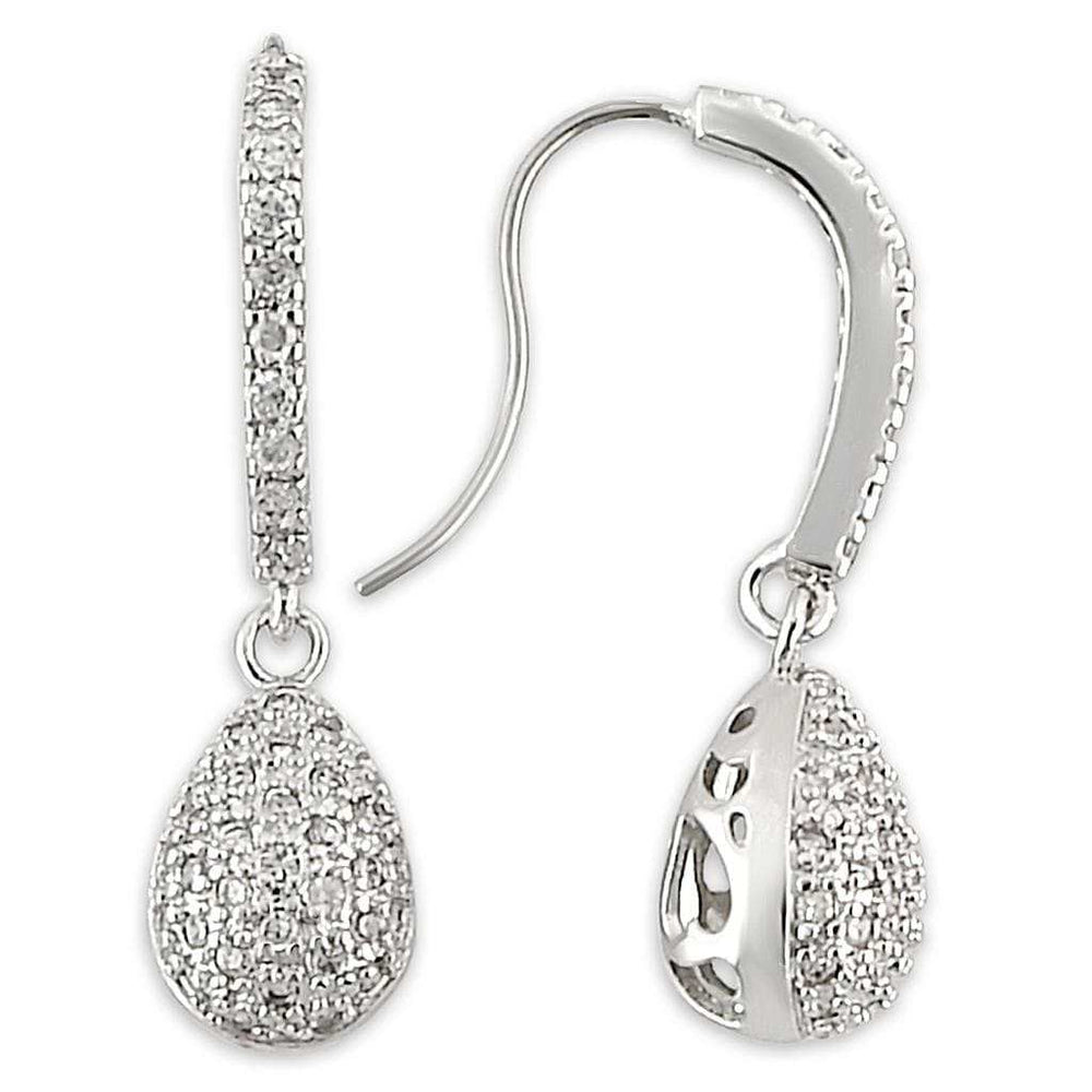 LO892 - Rhodium Brass Earrings with AAA Grade CZ in Clear - Alamode - Flyclothing LLC