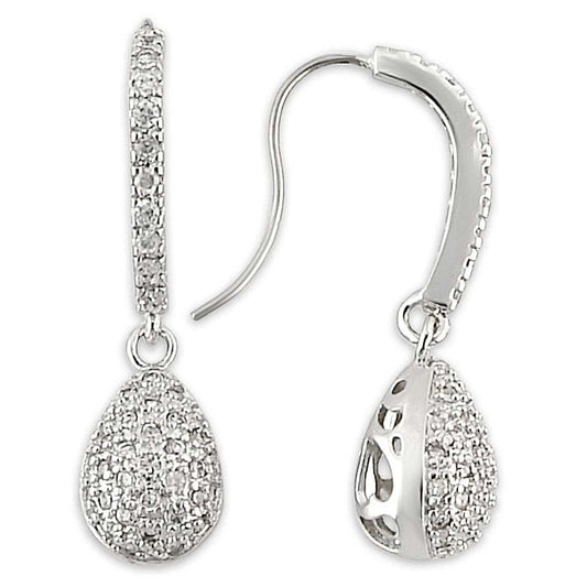 LO892 - Rhodium Brass Earrings with AAA Grade CZ in Clear - Alamode - Flyclothing LLC