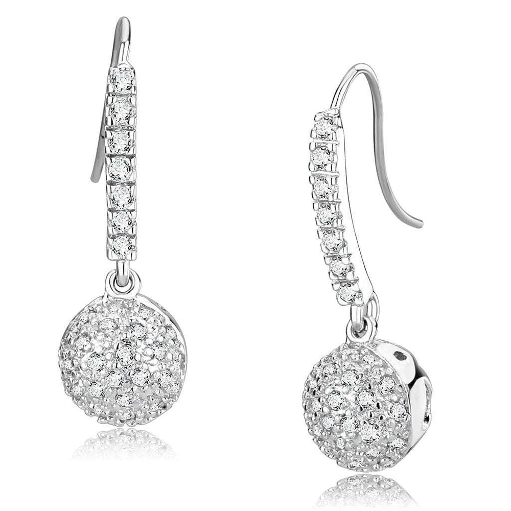 LO893 - Rhodium Brass Earrings with AAA Grade CZ in Clear - Alamode - Flyclothing LLC