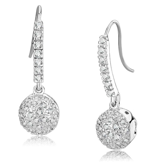 LO893 - Rhodium Brass Earrings with AAA Grade CZ in Clear - Alamode - Flyclothing LLC