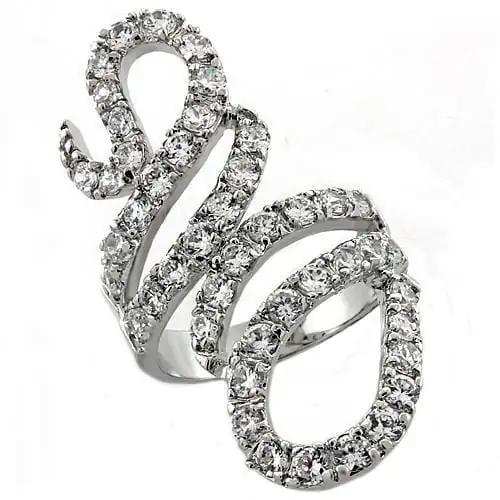 LOA1014 - Rhodium Brass Ring with AAA Grade CZ in Clear - Alamode - Flyclothing LLC