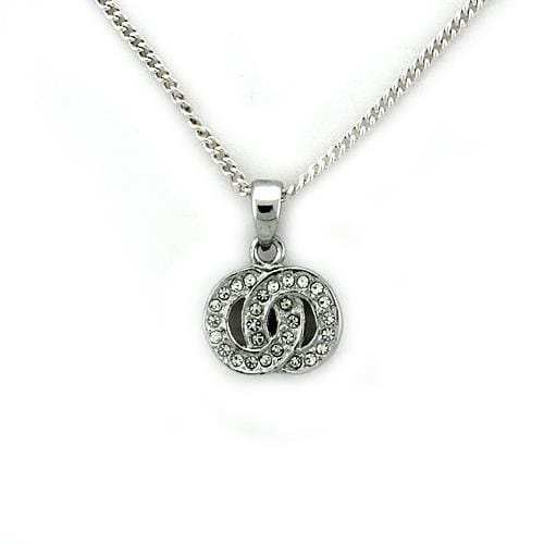 LOA1163 - Rhodium Brass Chain Pendant with Top Grade Crystal in Clear - Alamode - Flyclothing LLC