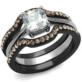 LOA1343 - IP Black(Ion Plating) Stainless Steel Ring with AAA Grade CZ in Clear - Alamode - Flyclothing LLC