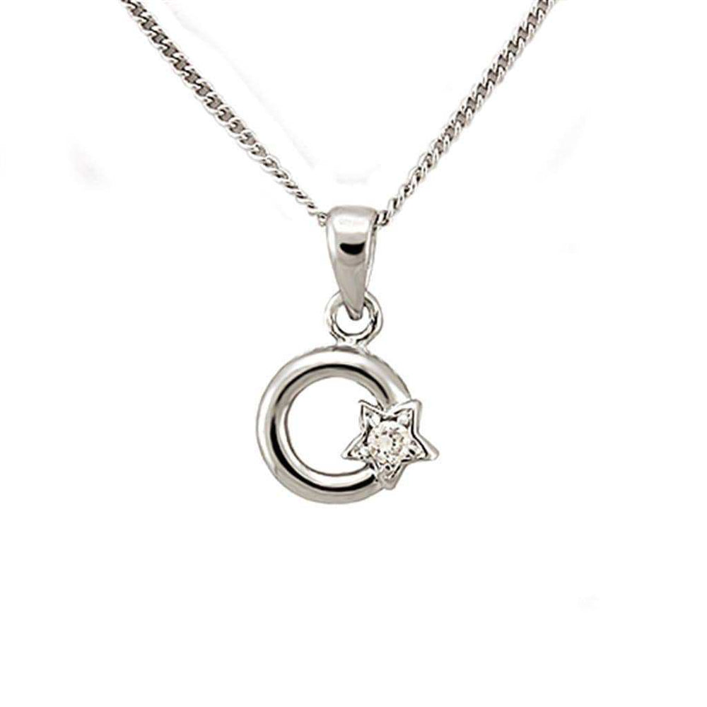 LOA1354 - Rhodium Brass Chain Pendant with AAA Grade CZ in Clear - Alamode - Flyclothing LLC
