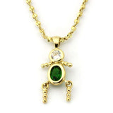 LOA1358 - Gold Brass Chain Pendant with AAA Grade CZ in Emerald - Alamode - Flyclothing LLC