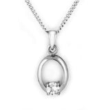 LOA1360 - Rhodium Brass Chain Pendant with AAA Grade CZ in Clear - Alamode - Flyclothing LLC