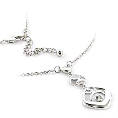 LOA150 - Rhodium Brass Chain Pendant with No Stone - Alamode - Flyclothing LLC