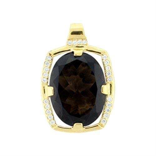 LOA373 - Gold 925 Sterling Silver Pendant with AAA Grade CZ in Smoky Topaz - Alamode - Flyclothing LLC