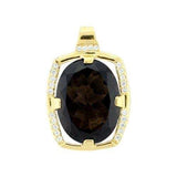 LOA373 - Gold 925 Sterling Silver Pendant with AAA Grade CZ in Smoky Topaz - Alamode - Flyclothing LLC