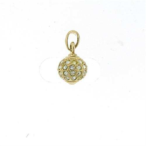 LOA391 - Gold Brass Pendant with Top Grade Crystal in Clear - Alamode - Flyclothing LLC