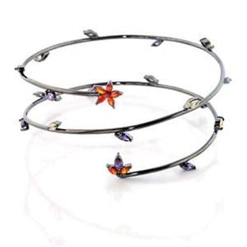 LOA453 - Ruthenium Brass Arm Loop with AAA Grade CZ in Multi Color - Alamode - Flyclothing LLC