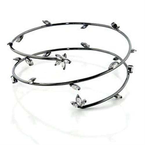 LOA454 - Ruthenium Brass Arm Loop with AAA Grade CZ in Clear - Alamode - Flyclothing LLC