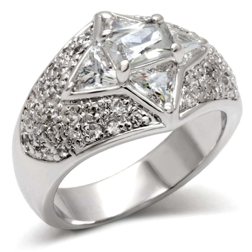 LOA477 - High-Polished 925 Sterling Silver Ring with AAA Grade CZ in Clear - Alamode - Flyclothing LLC