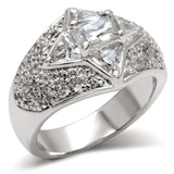 LOA477 - High-Polished 925 Sterling Silver Ring with AAA Grade CZ in Clear - Alamode - Flyclothing LLC