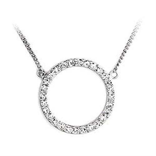LOA478 - Rhodium Brass Necklace with Top Grade Crystal in Clear - Alamode - Flyclothing LLC