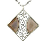 LOA532 - High-Polished 925 Sterling Silver Chain Pendant with Precious Stone Conch in Rose - Alamode - Flyclothing LLC