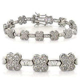 LOA545 - Rhodium Brass Bracelet with AAA Grade CZ in Clear - Alamode - Flyclothing LLC